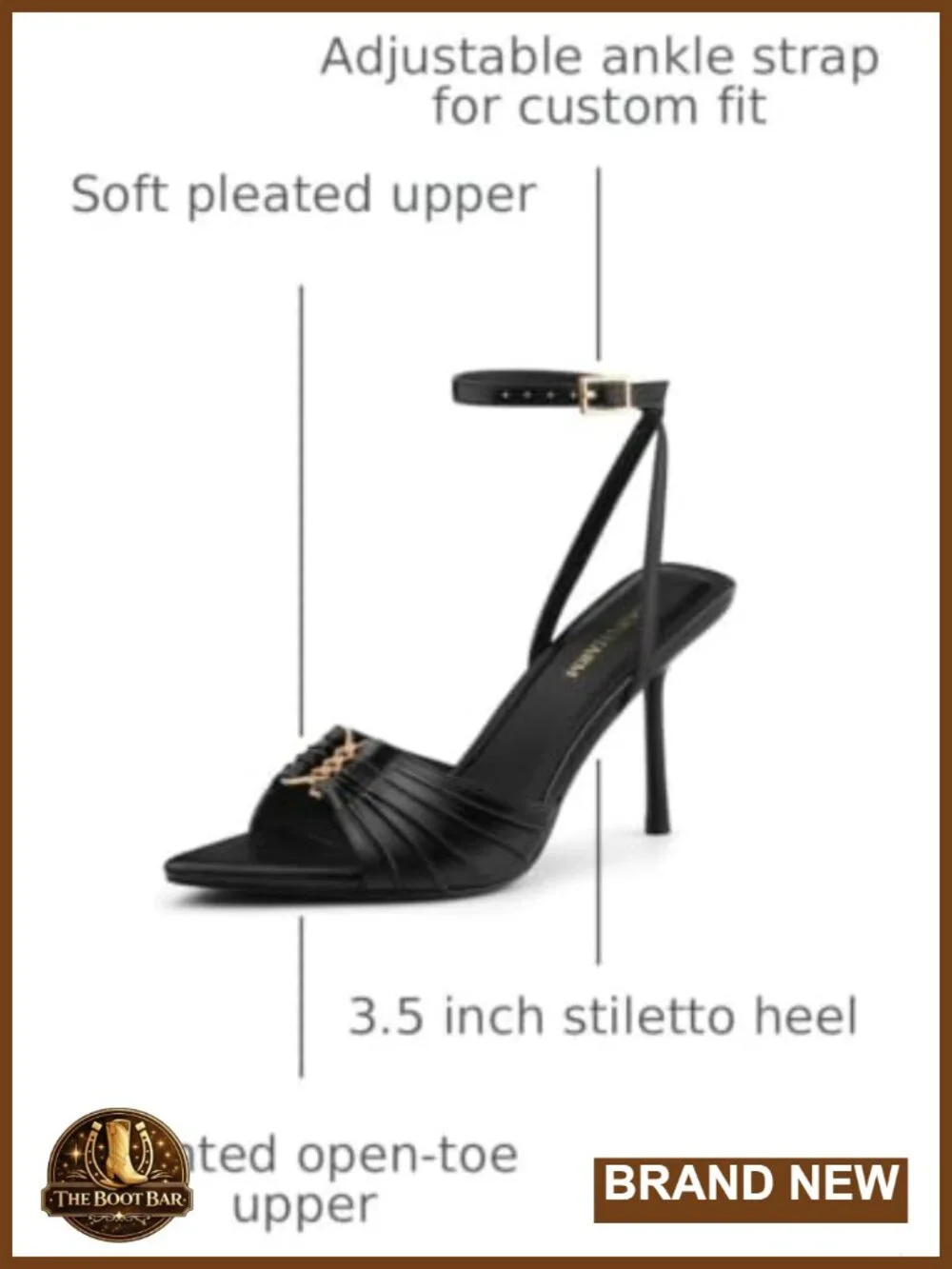 Women's Pointed Open Toe Stiletto Heels with Pleated Upper